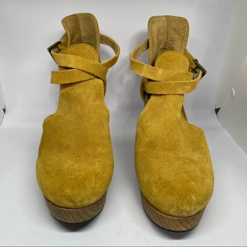 Free People Womens Yellow Taupe Suede Cedar Clog Shoes Size US 7/ 37 - Picture 8 of 15